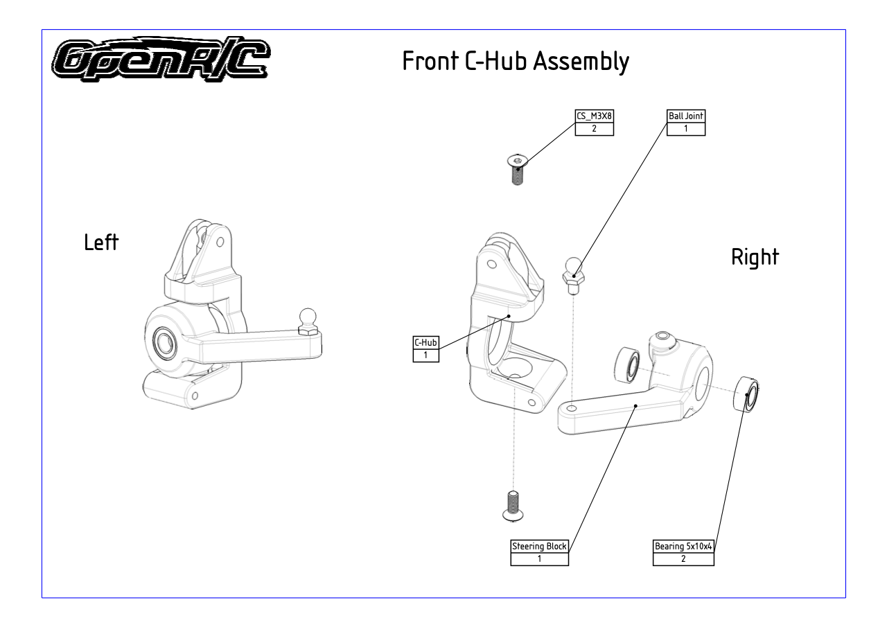 Exploded diagram of the Front C-Hub Assembly