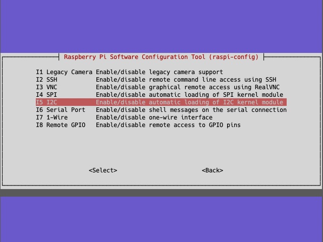 Using raspi-config to enable the I2C interface