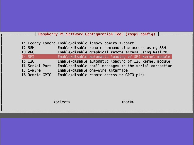 Using raspi-config to enable the SPI interface