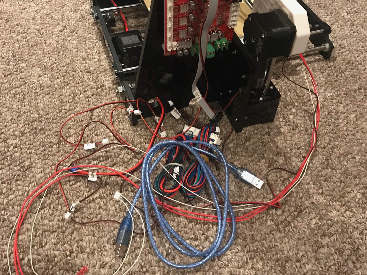 A mess of wires before they are installed